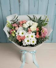 Букет цветов из:  Розы, Лизиантусы и Хризантемы #REPLACE_PRED# Промышленной