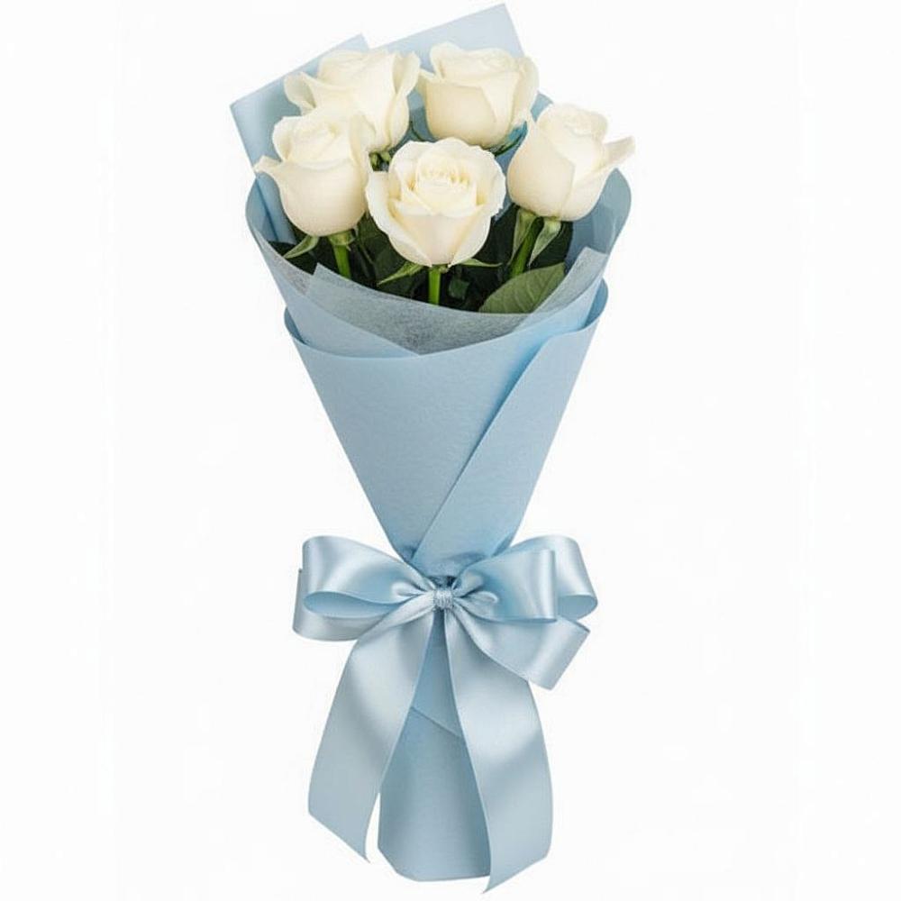 Букет 5 Белых роз Проуд в Промышленной