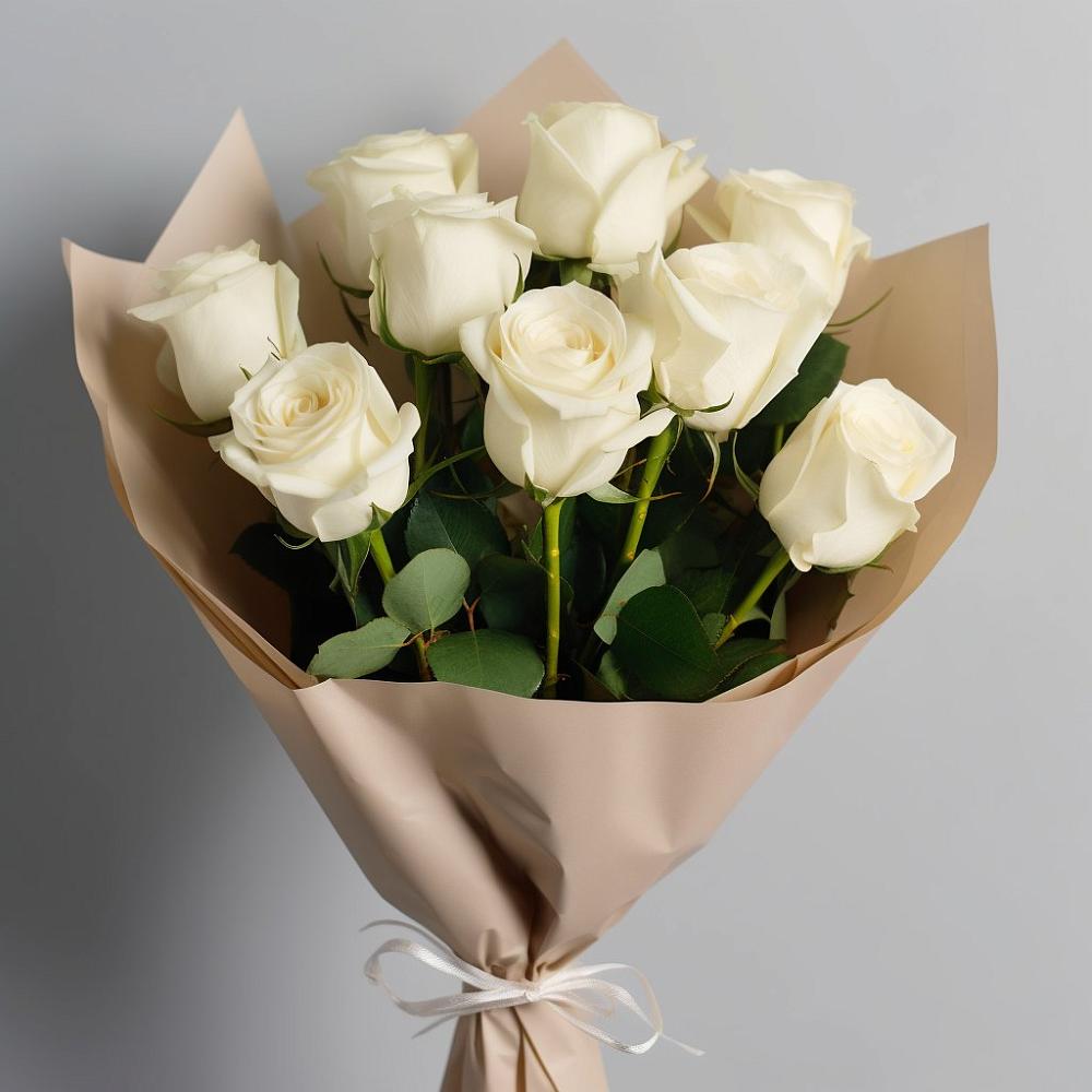 Букет 9 Белых роз Эдлесс Лав в Промышленной