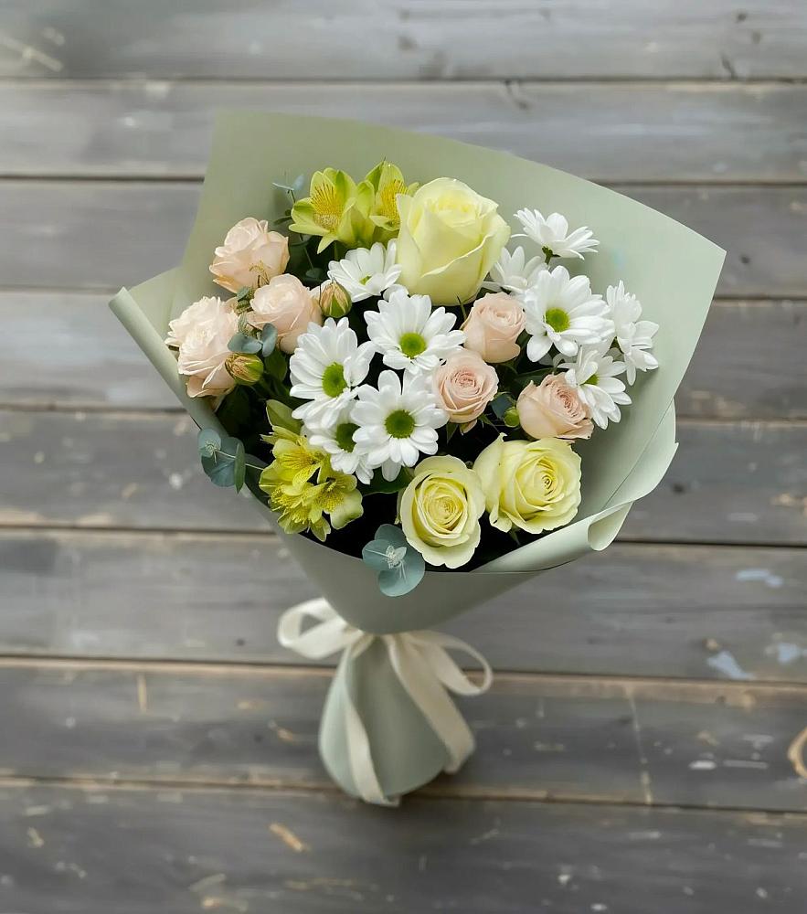 Букет цветов из: Альстромерии, Розы и Хризантемы в Промышленной
