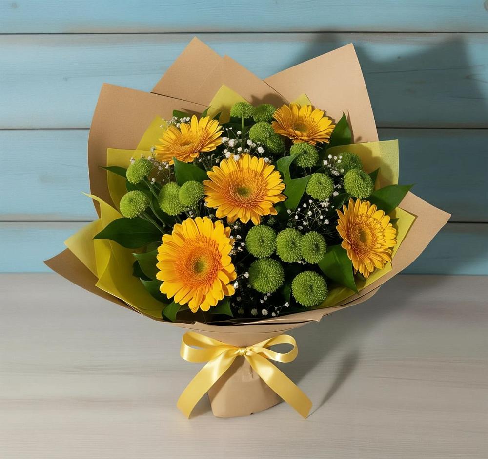 Букет цветов из: Герберы и Хризантемы в Промышленной