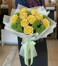 Букет цветов из:  Хризантемы и Розы #REPLACE_PRED# Промышленной