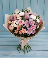 Букет цветов из:  Хризантемы, Розы и Альстромерии в Промышленной