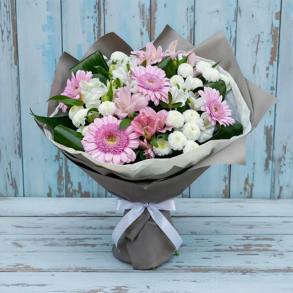 Букет цветов из: Герберы, Альстромерии и Хризантемы в Промышленной