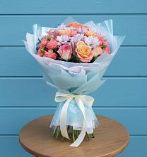 Букет цветов из:  Хризантемы и Розы #REPLACE_PRED# Промышленной